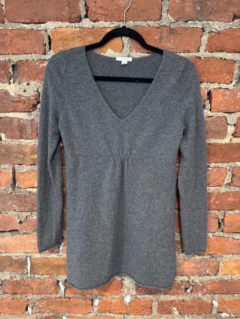 Garnet Hill Women’s Gray V-Neck Long Sleeve Tunic (100% Cashmere)